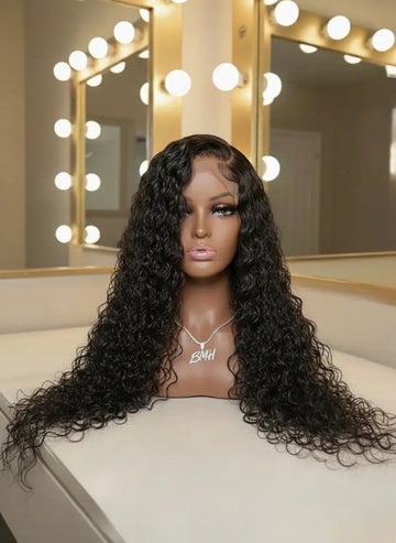 Malaysian Long Black Deep Wave- Ready to Wear Wig-Front View