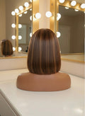 Malaysian Straight Honey Blonde Highlight Bob- Ready to Wear Wig-Back View