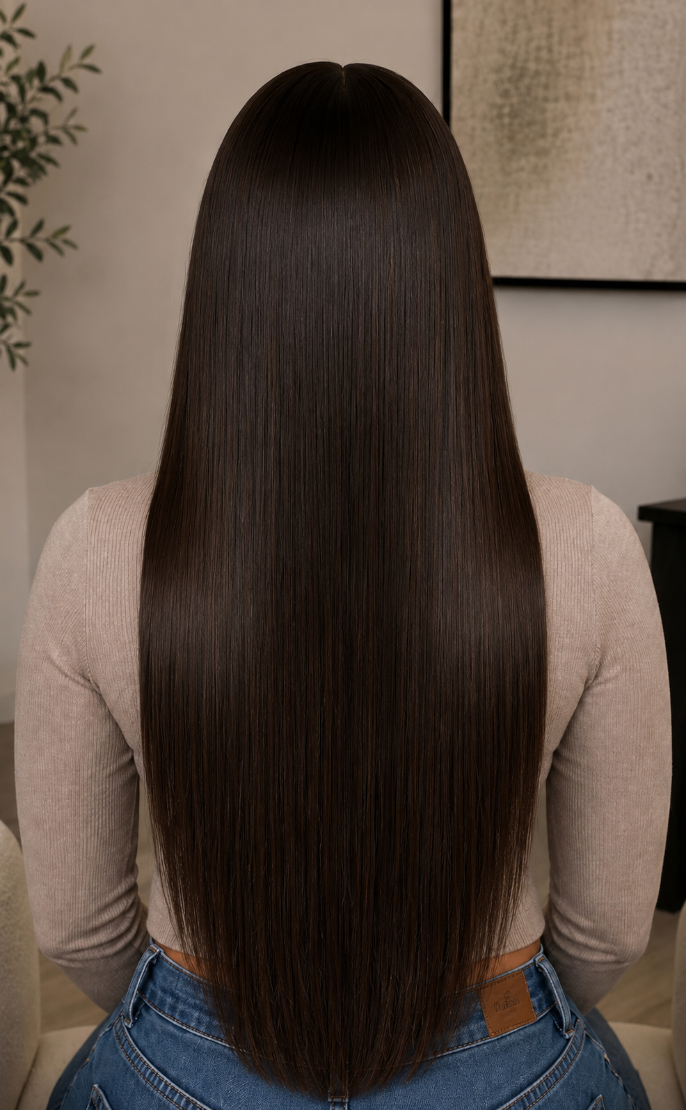 Brown Long Straight-5x5 Ready to Wear Wig-Back
