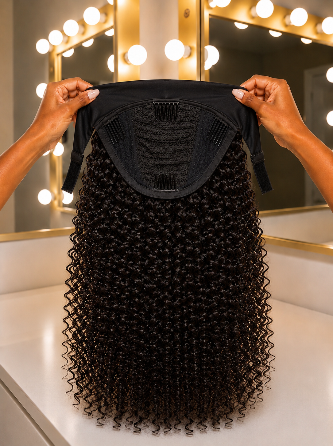 Malaysian Curly Headband Wig 180% Density-Inside