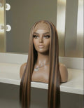 Malaysian Long Honey Blonde Highlight Straight- Ready to Wear Wig-Front View