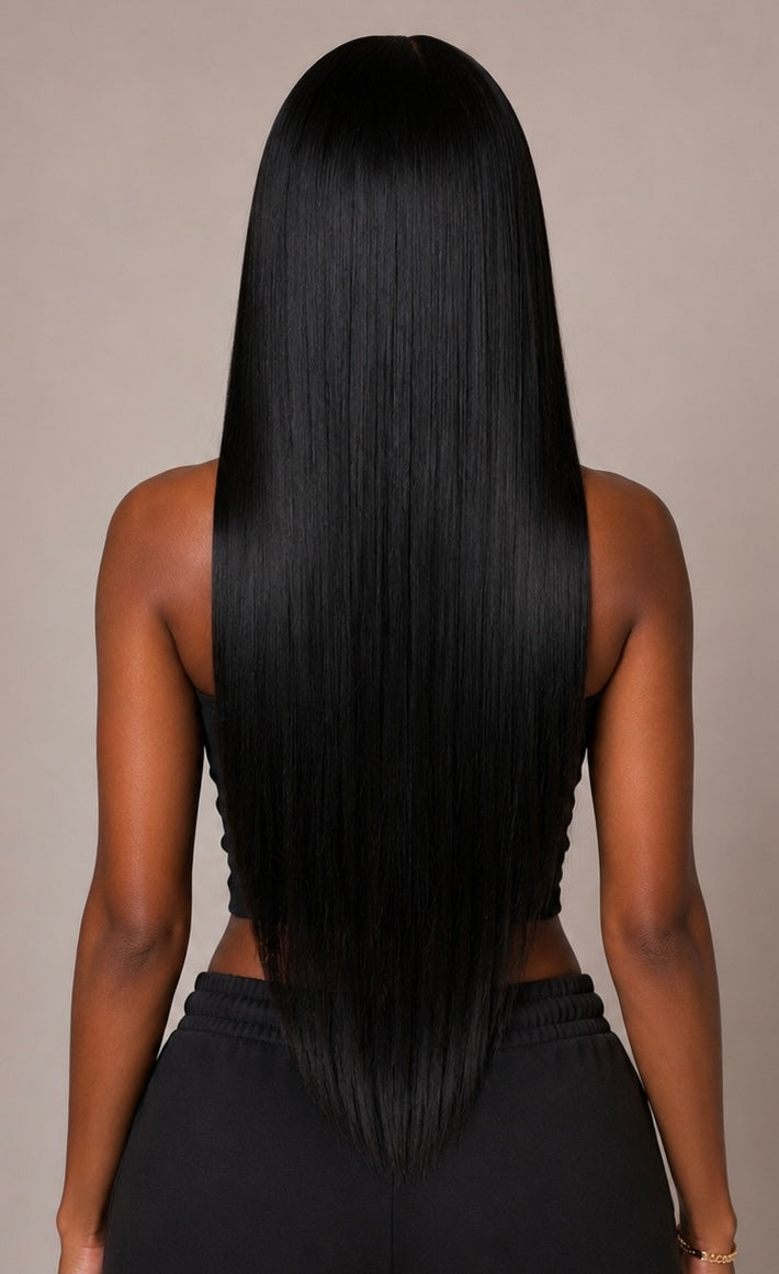 Black Long Straight-5x5 Ready to Wear Wig-Back