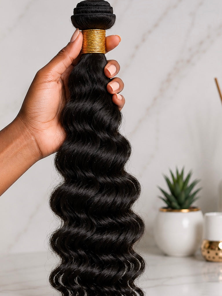 Malaysian Loose Deep Wave Bundle Close Up