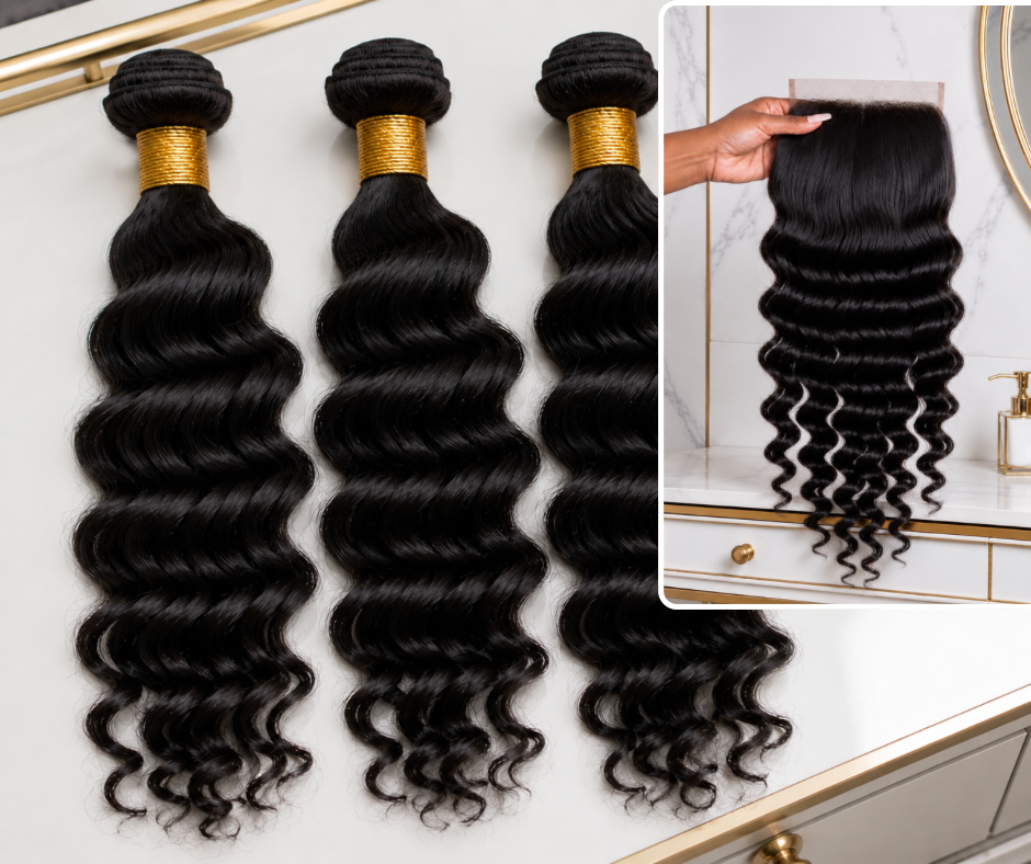 Malaysian Loose Deep HD Lace Closure Bundle Deal