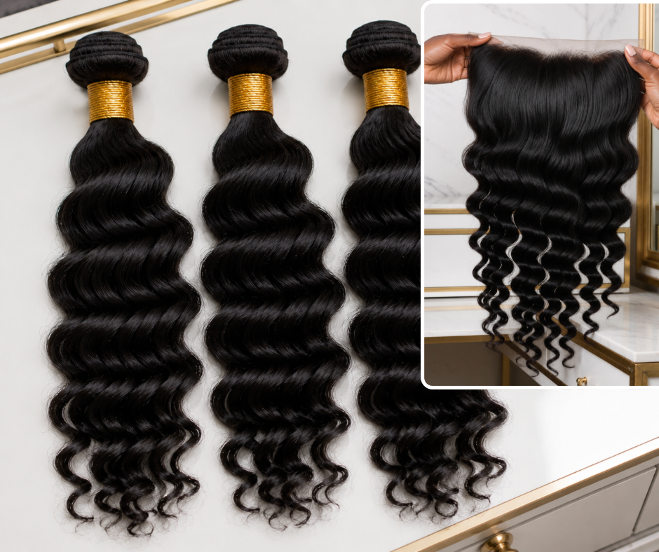 Malaysian Loose Deep HD Lace Frontal Bundle Deal - lace
