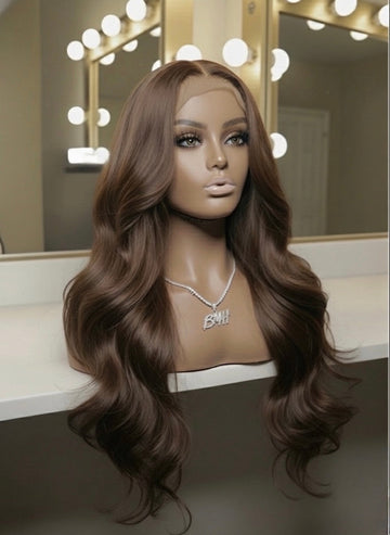 Malaysian Long Chocolate BodyWave- Ready to Wear Wig-Front View