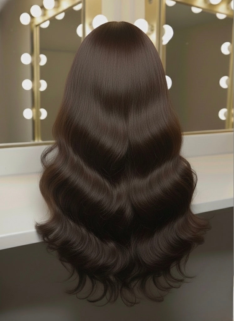 Malaysian Long Chocolate BodyWave- Ready to Wear Wig-Back View