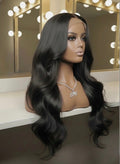 Malaysian Long Black Body Wave- Ready to Wear Wig-Side View